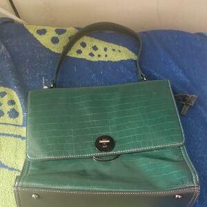 David Jones Paris Elegant Green Crocodile-Embossed Women's Handbag